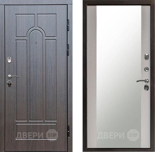 Входная металлическая Дверь Престиж Арка Зеркало Лиственница белая в Мытищах