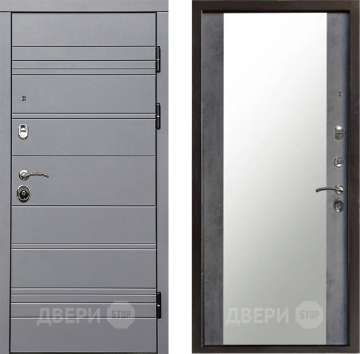 Входная металлическая Дверь Престиж Линия Грэй Зеркало Бетон темный в Мытищах