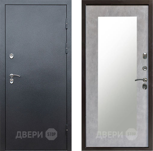 Входная металлическая Дверь Престиж TERMO с терморазрывом Снегирь Серебро Зеркало пастораль Бетон светлый в Мытищах