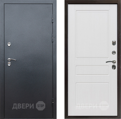 Входная металлическая Дверь Престиж TERMO с терморазрывом Снегирь Серебро Классика Белое дерево в Мытищах