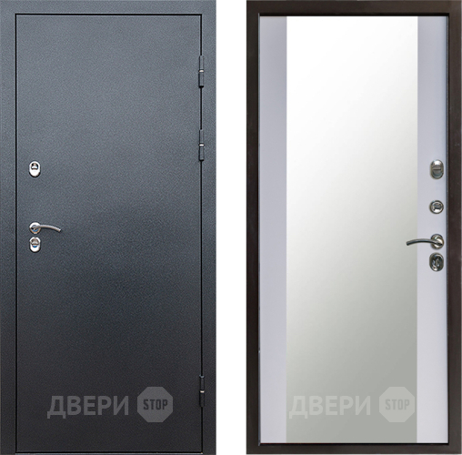 Дверь Престиж TERMO с терморазрывом Снегирь Серебро Зеркало Белый софт в Мытищах