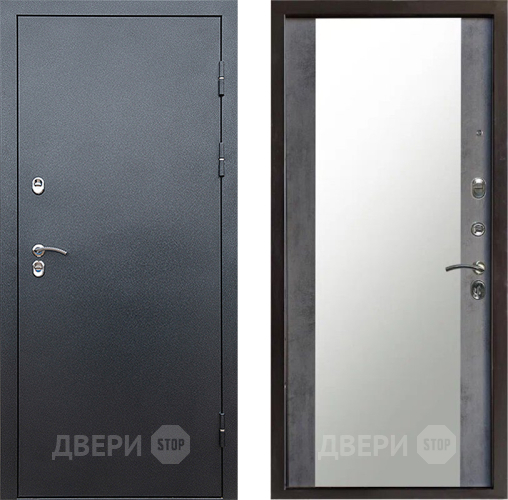 Входная металлическая Дверь Престиж TERMO с терморазрывом Снегирь Серебро Зеркало Бетон темный в Мытищах
