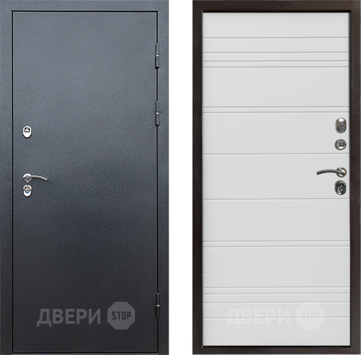 Входная металлическая Дверь Престиж TERMO с терморазрывом Снегирь Серебро Line Белый в Мытищах