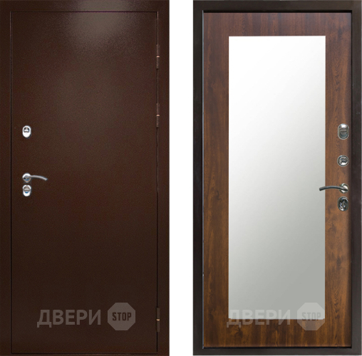 Входная металлическая Дверь Престиж TERMO с терморазрывом Снегирь Медь Зеркало пастораль Дуб в Мытищах