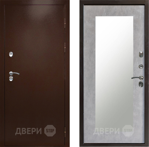 Входная металлическая Дверь Престиж TERMO с терморазрывом Снегирь Медь Зеркало пастораль Бетон светлый в Мытищах
