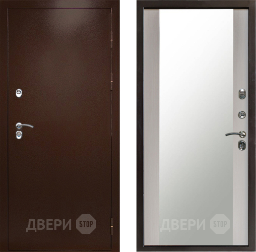 Входная металлическая Дверь Престиж TERMO с терморазрывом Снегирь Медь Зеркало Лиственница белая в Мытищах