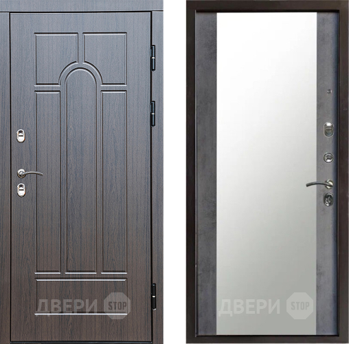 Входная металлическая Дверь Престиж TERMO с терморазрывом Арка Зеркало Бетон темный в Мытищах