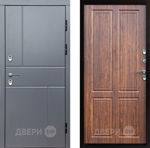 Входная металлическая Дверь Престиж TERMO с терморазрывом Горизонт Грэй Премиум Орех светлый в Мытищах