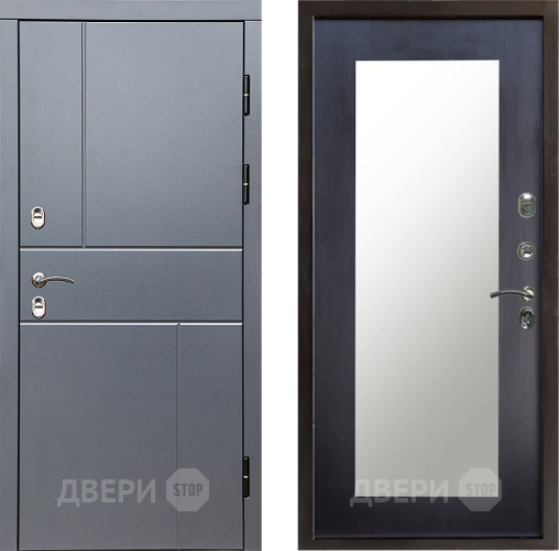 Входная металлическая Дверь Престиж TERMO с терморазрывом Горизонт Грэй Зеркало пастораль Венге в Мытищах