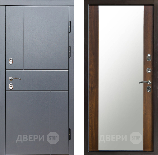 Входная металлическая Дверь Престиж TERMO с терморазрывом Горизонт Грэй Зеркало Дуб в Мытищах