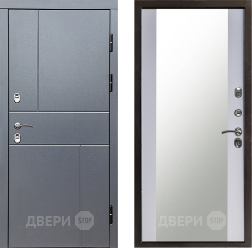 Дверь Престиж TERMO с терморазрывом Горизонт Грэй Зеркало Белый софт в Мытищах