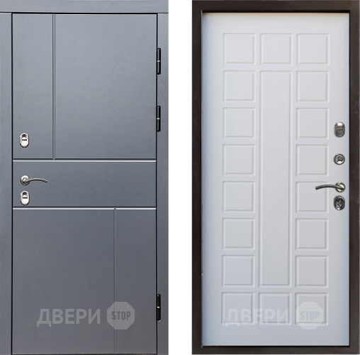 Входная металлическая Дверь Престиж TERMO с терморазрывом Горизонт Грэй Престиж Белое дерево в Мытищах