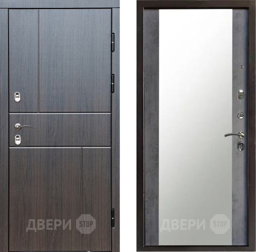Входная металлическая Дверь Престиж TERMO с терморазрывом Горизонт Венге Зеркало Бетон темный в Мытищах