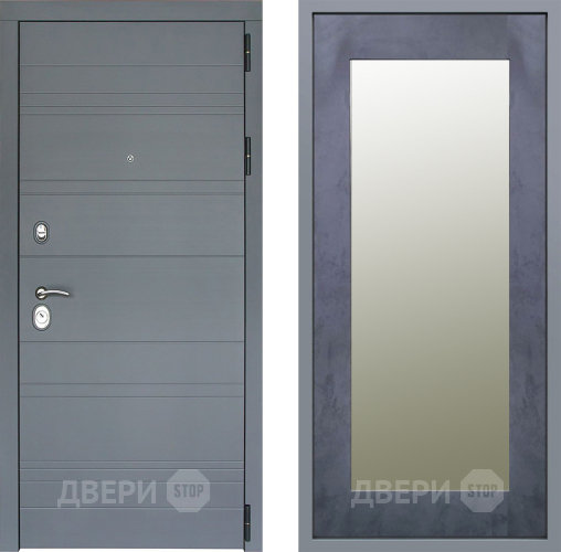 Дверь Заводские двери Лира Софт графит Зеркало Модерн Бетон темный в Мытищах