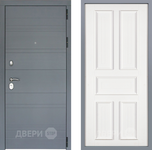 Дверь Заводские двери Лира Софт графит Уругвай Белый софт в Мытищах