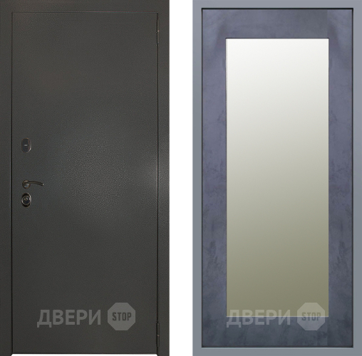 Дверь Заводские двери Эталон 3к антик серебро Зеркало Модерн Бетон темный в Мытищах