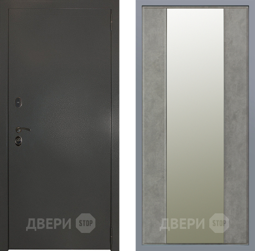 Дверь Заводские двери Эталон 3к антик серебро Зеркало Макси Бетон темный в Мытищах