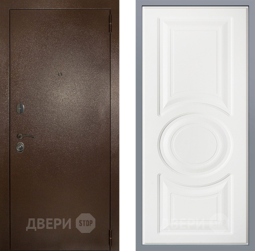 Дверь Заводские двери Эталон 3к антик медь Неаполь Лофт белый в Мытищах