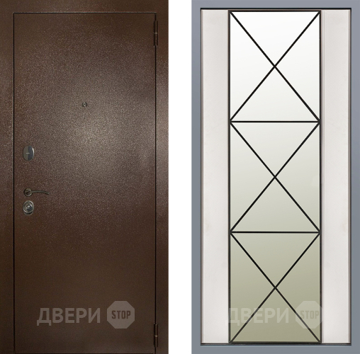 Дверь Заводские двери Эталон 3к антик медь Зеркало Перфекто Структурное дерево в Мытищах