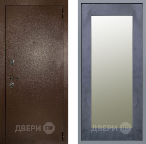 Дверь Заводские двери Эталон 3к антик медь Зеркало Модерн Бетон темный в Мытищах