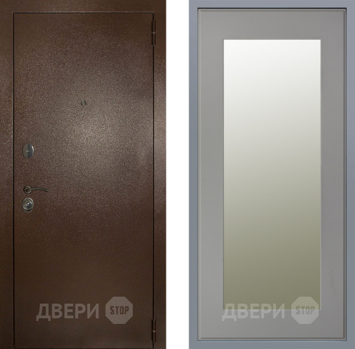 Дверь Заводские двери Эталон 3к антик медь Зеркало Модерн Грей софт в Мытищах