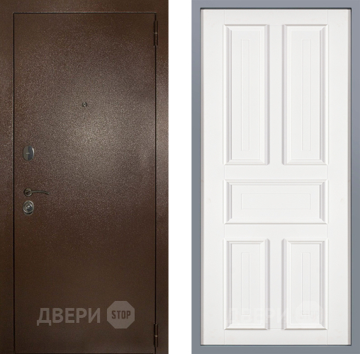 Дверь Заводские двери Эталон 3к антик медь Уругвай Белый софт в Мытищах