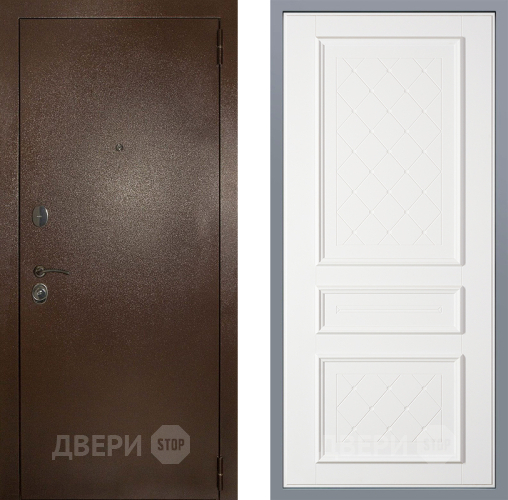Дверь Заводские двери Эталон 3к антик медь Урбино Белый софт в Мытищах