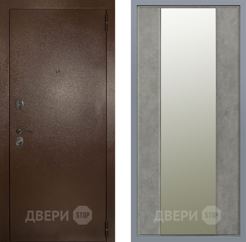 Дверь Заводские двери Эталон 3к антик медь Зеркало Макси Бетон темный в Мытищах