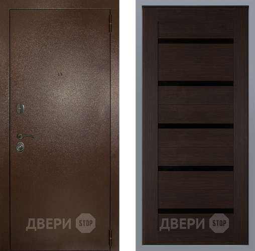 Дверь Заводские двери Эталон 3к антик медь СБ-1 орех тисненый в Мытищах