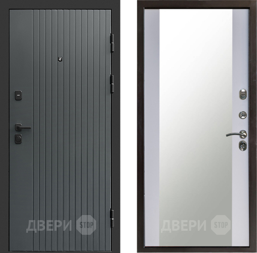 Дверь Престиж Tvist Grey Зеркало Белый софт в Мытищах