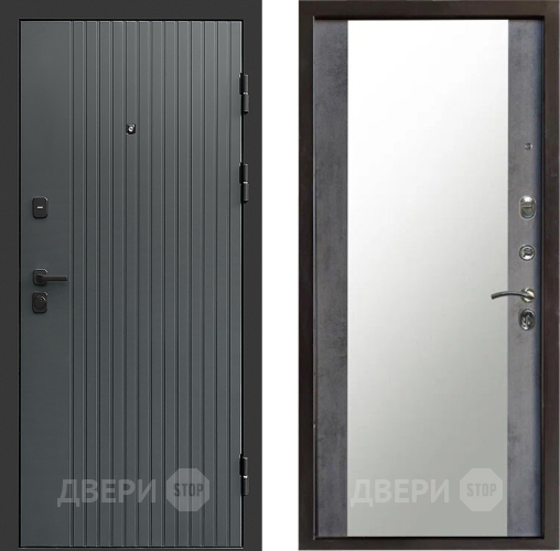 Входная металлическая Дверь Престиж Tvist Grey Зеркало Бетон темный в Мытищах