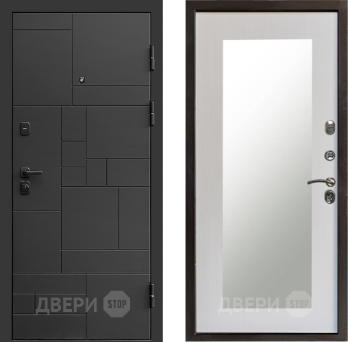 Входная металлическая Дверь Престиж Kvadro Зеркло Пастораль Лиственница белая в Мытищах