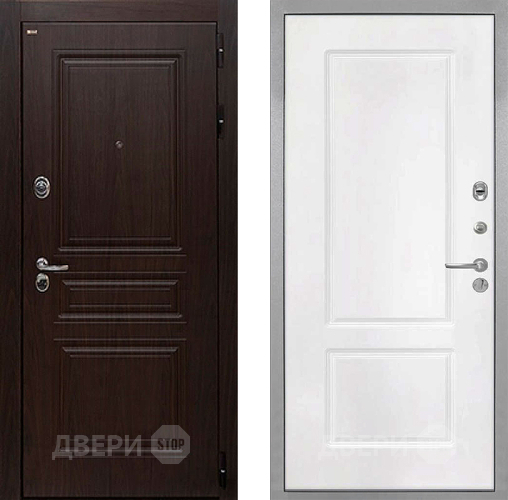 Входная металлическая Дверь Интекрон (INTECRON) Брайтон Тиковое Дерево КВ-2 Белый матовый в Мытищах