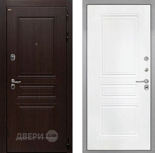 Входная металлическая Дверь Интекрон (INTECRON) Брайтон Тиковое Дерево ФЛ-243 Белый матовый в Мытищах