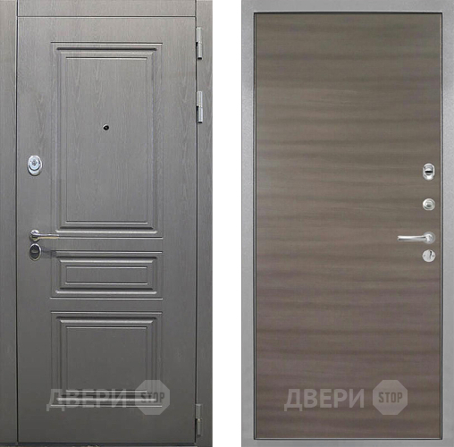 Входная металлическая Дверь Интекрон (INTECRON) Брайтон Графит Гладкая Дуб тоскано поперечный в Мытищах
