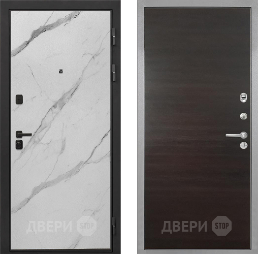 Дверь Интекрон (INTECRON) Профит Black Мрамор Арктик Гладкая Эковенге поперечный в Мытищах