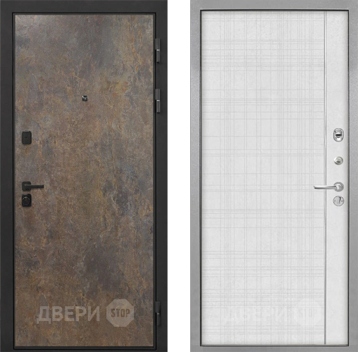 Входная металлическая Дверь Интекрон (INTECRON) Профит Black Гранж В-07 с молдингом Лофт белый в Мытищах