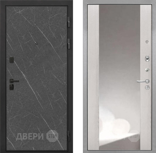 Входная металлическая Дверь Интекрон (INTECRON) Профит Black Гранит Лава Оникс ФЛЗ-516 Зеркало Сосна белая в Мытищах