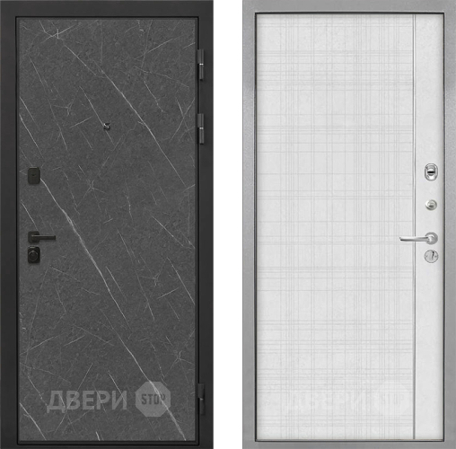 Входная металлическая Дверь Интекрон (INTECRON) Профит Black Гранит Лава Оникс В-07 с молдингом Лофт белый в Мытищах