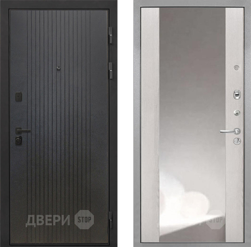 Входная металлическая Дверь Интекрон (INTECRON) Профит Black ФЛ-295 ФЛЗ-516 Зеркало Сосна белая в Мытищах