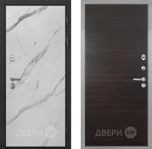 Входная металлическая Дверь Интекрон (INTECRON) Гектор Мрамор Арктик Гладкая Эковенге поперечный в Мытищах