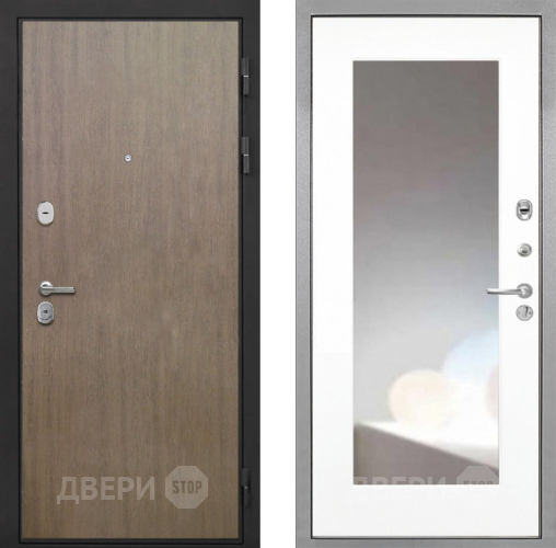 Дверь Интекрон (INTECRON) Гектор Венге Коричневый ФЛЗ-120-М Зеркало Белый матовый в Мытищах