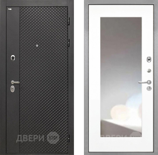 Входная металлическая Дверь Интекрон (INTECRON) Олимпия Black 4К ФЛЗ-120-М Зеркало Белый матовый в Мытищах