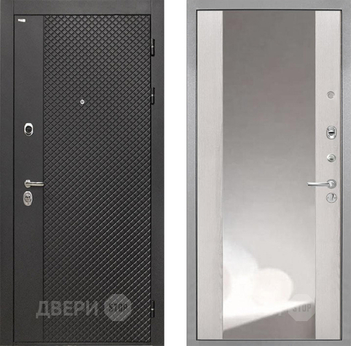 Входная металлическая Дверь Интекрон (INTECRON) Олимпия Black 4К ФЛЗ-516 Зеркало Сосна белая в Мытищах