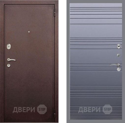 Дверь Рекс (REX) 2 Медный Антик Line Силк титан в Мытищах