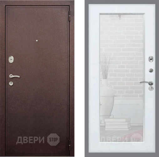 Входная металлическая Дверь Рекс (REX) 2 Медный Антик Зеркало Пастораль Белый ясень в Мытищах