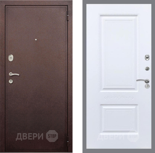 Дверь Рекс (REX) 2 Медный Антик Смальта Силк Сноу в Мытищах