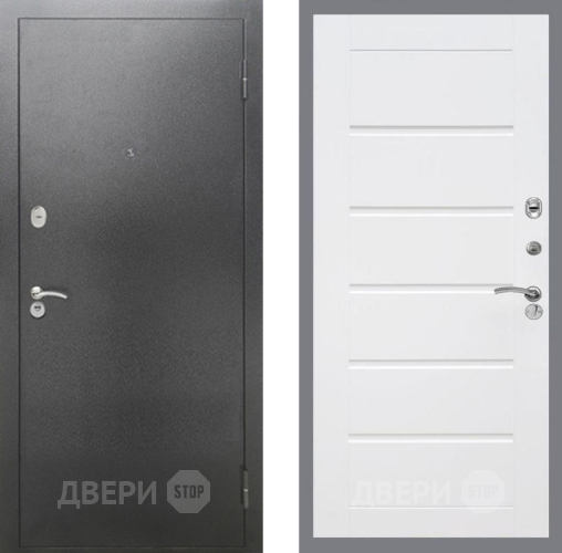 Входная металлическая Дверь Рекс (REX) 2А Серебро Антик Сити Белый ясень в Мытищах