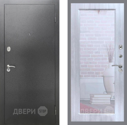 Входная металлическая Дверь Рекс (REX) 2А Серебро Антик Зеркало Пастораль Сандал белый в Мытищах