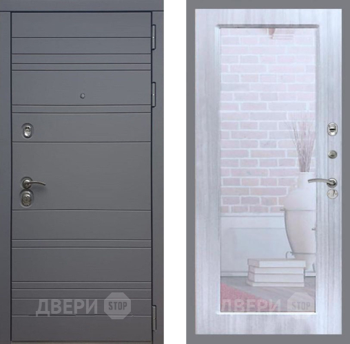 Входная металлическая Дверь Рекс (REX) 14 силк титан Зеркало Пастораль Сандал белый в Мытищах